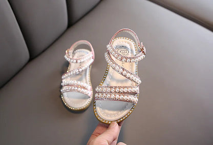 Bling Rhinestone Princess Sandals: Fashionable Summer Shoes for Little