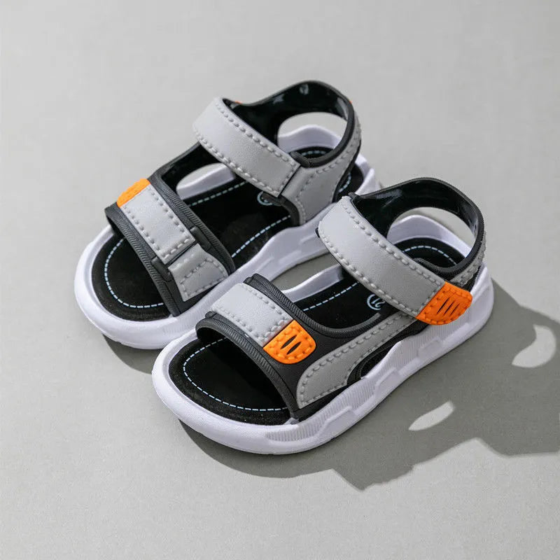 Summer Leather Sandals: Kids' Flat Non-slip Casual Toddler Sandals