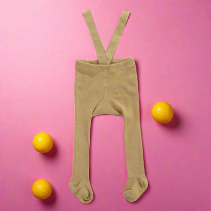 Baby Cotton Suspender Pantyhose - Cute Solid Color Overall Leggings