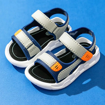 Summer Leather Sandals: Kids' Flat Non-slip Casual Toddler Sandals