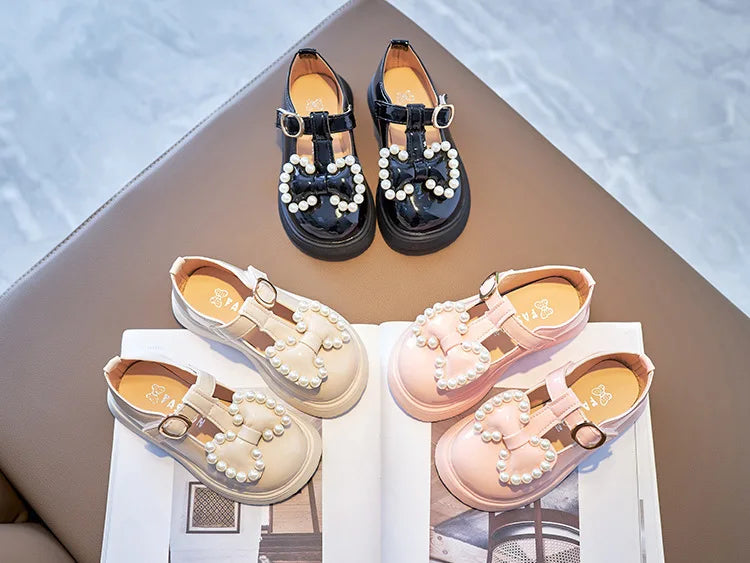 Girls Princess Flats with Bow-knot & Pearls