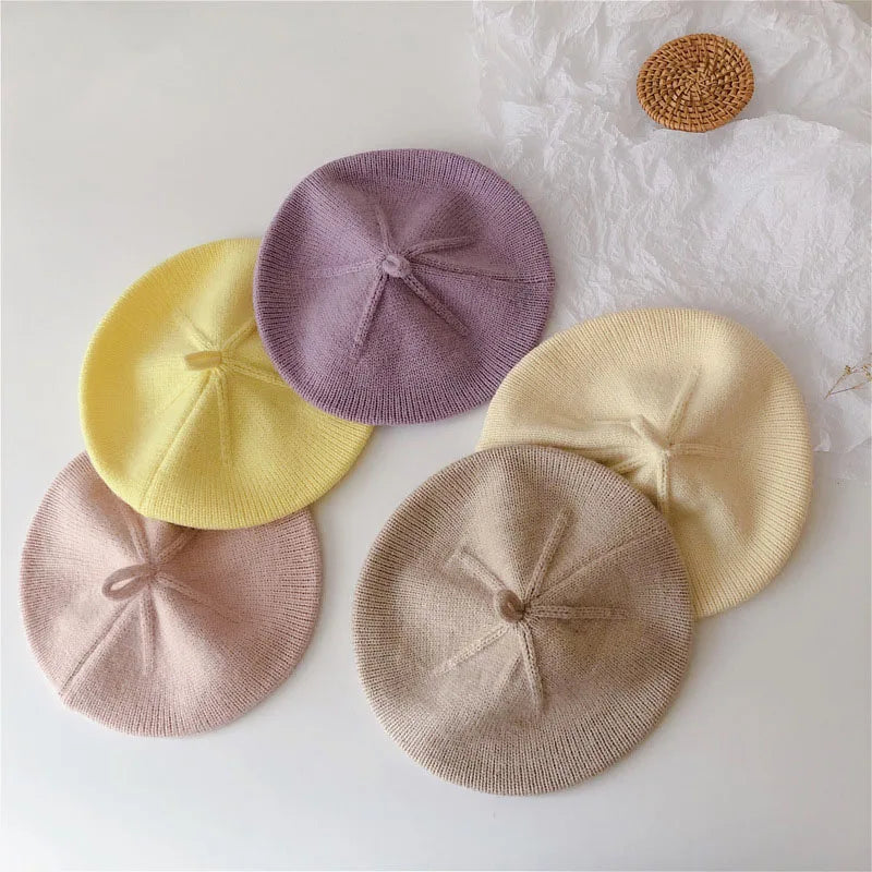 Fashion Baby Beret: Vintage Knitted Hat for Kids