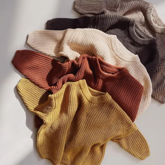 Autumn Long-Sleeved Knitted Sweater for Babies
