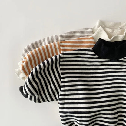 Cozy Striped High-neck Sweatshirt for Babies