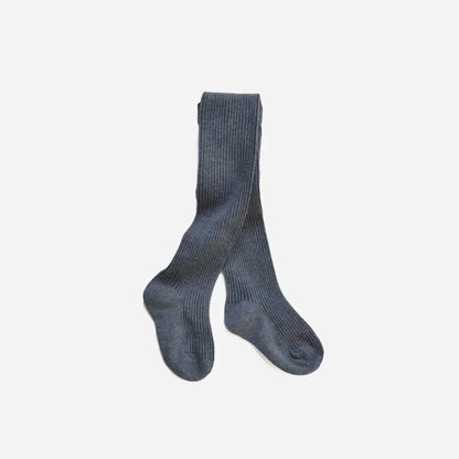 Solid Cotton Knitted Girls' Tights - Cozy Leggings for Kids