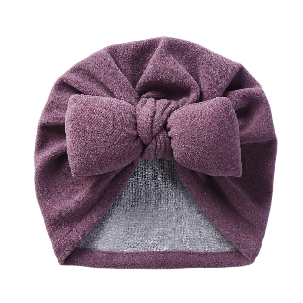 Cashmere Baby Hat: Warm Bow Topknot Bonnet
