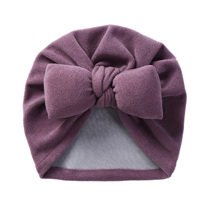 Cashmere Baby Hat: Warm Bow Topknot Bonnet