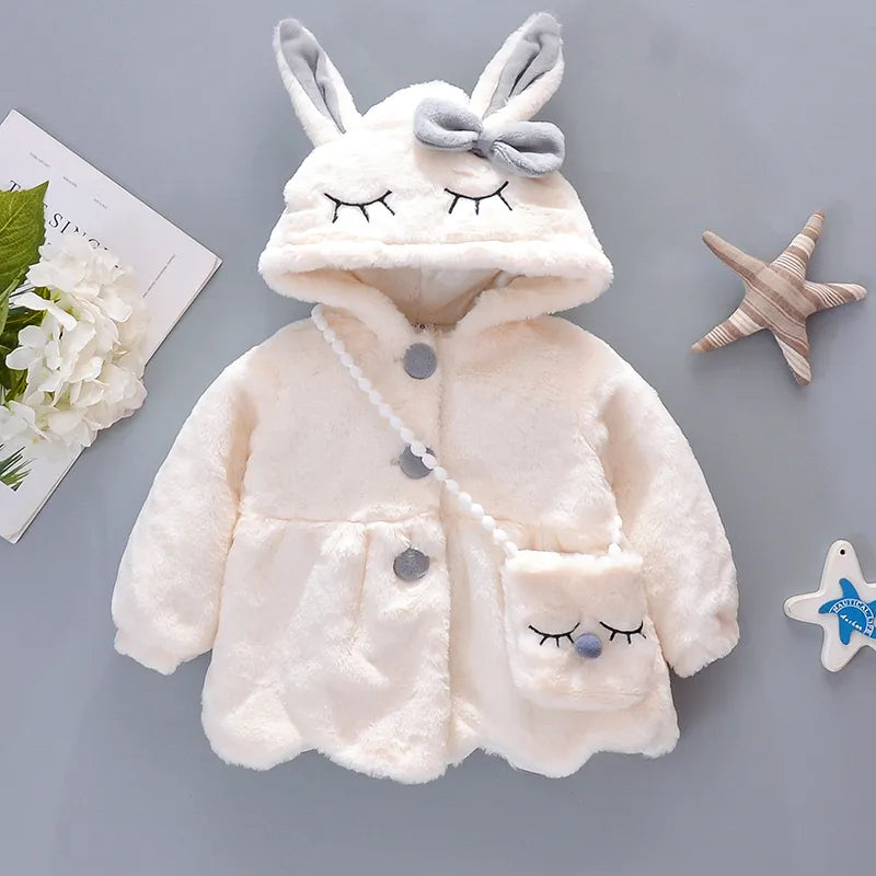 Cute Rabbit Ears Baby Jacket - Warm Hooded Outerwear