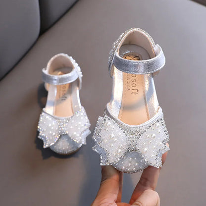 Summer Princess Sandals: Sequin Bow Rhinestone Flat Girls' Shoes
