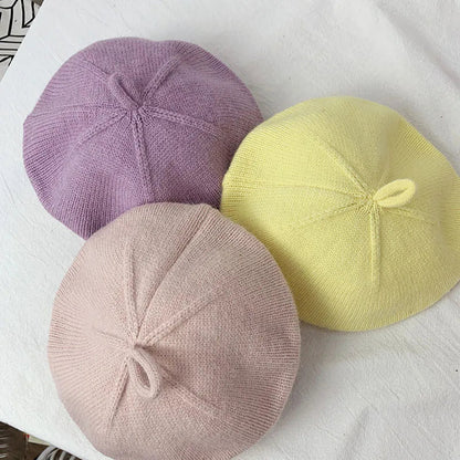 Fashion Baby Beret: Vintage Knitted Hat for Kids