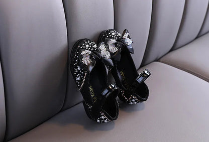 Rhinestone Bow Princess Shoes - Girls' Party Dance Flats