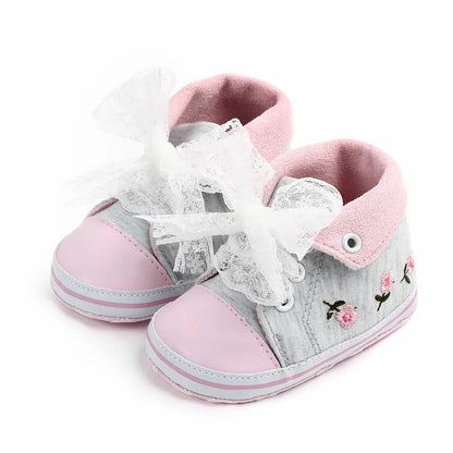 Floral Embroidered Baby Girl Soft Shoes
