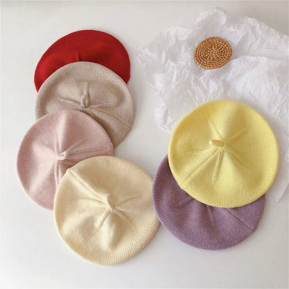 Fashion Baby Beret: Vintage Knitted Hat for Kids