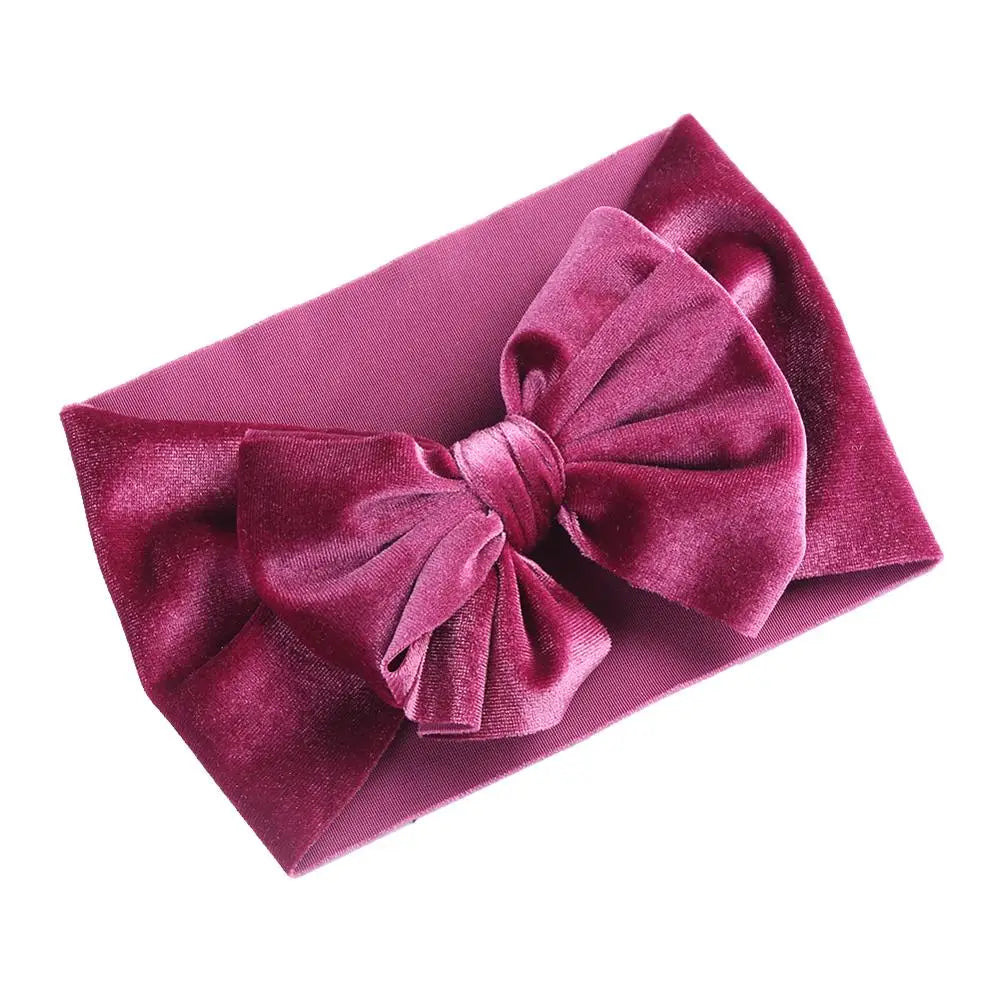 Solid Velvet Baby Bow Headband - Winter Hair Accessory