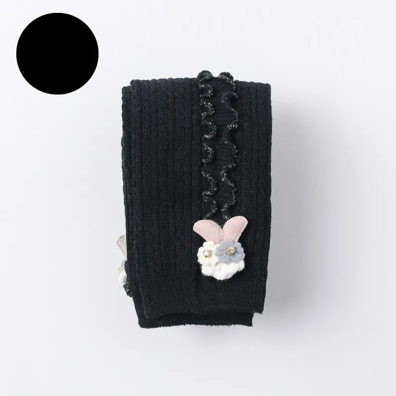 Cozy Ribbed Cotton Tights for Baby Girls - Stylish Warmth in Every Color