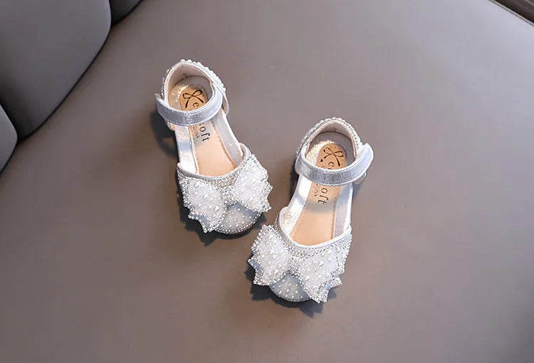 Summer Princess Sandals: Sequin Bow Rhinestone Flat Girls' Shoes