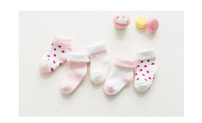 5 Pairs Thicken Cartoon Comfort Cotton Newborn Socks