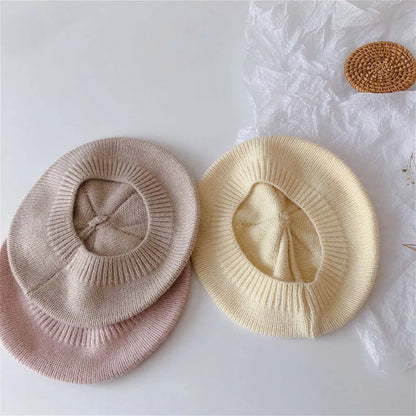 Fashion Baby Beret: Vintage Knitted Hat for Kids