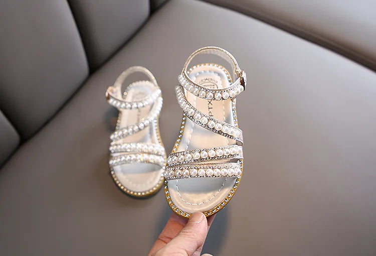 Bling Rhinestone Princess Sandals: Fashionable Summer Shoes for Little