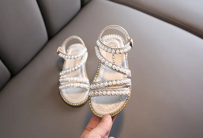 Bling Rhinestone Princess Sandals: Fashionable Summer Shoes for Little