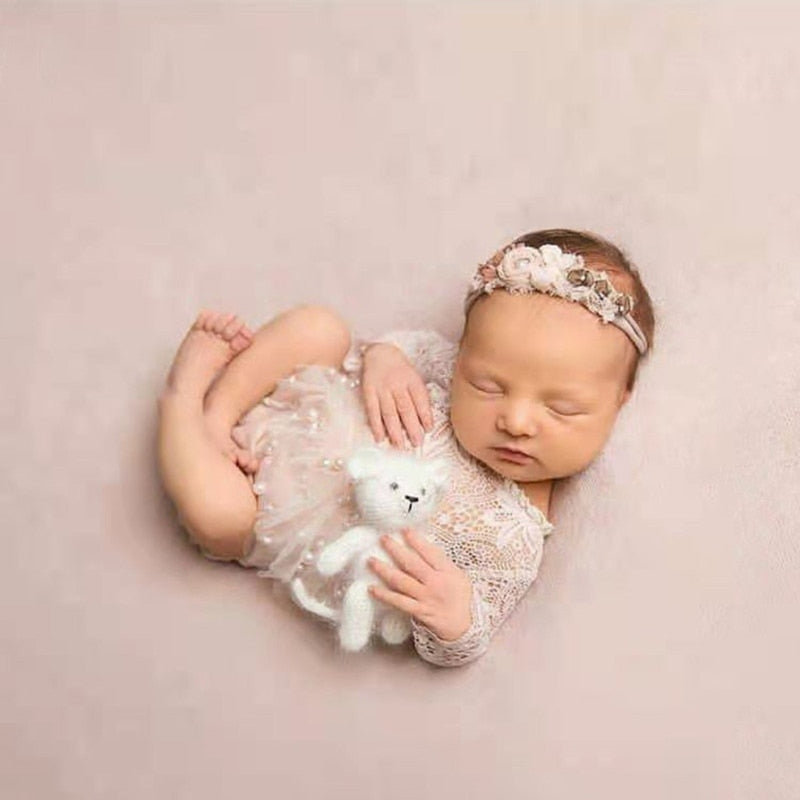 Outfits Baby Lace  Headband Short Skirt Set Infants
