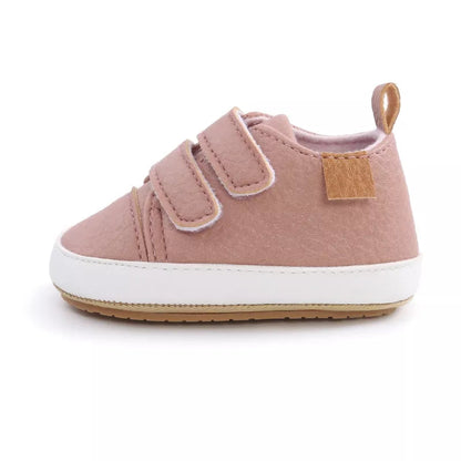 Rubber Sole Baby Sneakers - Solid Color Non-Slip Shoes