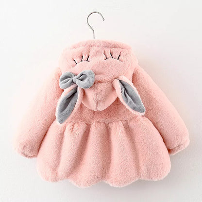 Cute Rabbit Ears Baby Jacket - Warm Hooded Outerwear