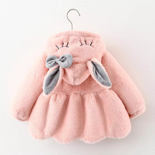 Cute Rabbit Ears Baby Jacket - Warm Hooded Outerwear