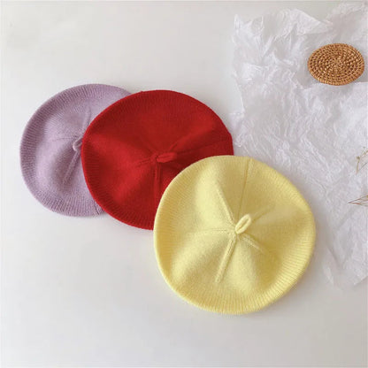 Fashion Baby Beret: Vintage Knitted Hat for Kids