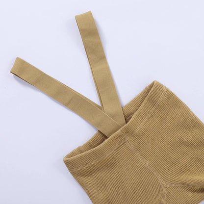 Baby Cotton Suspender Pantyhose - Cute Solid Color Overall Leggings