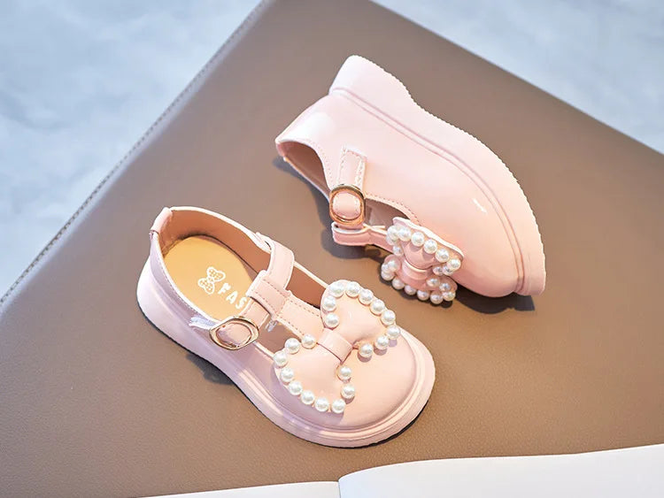 Girls Princess Flats with Bow-knot & Pearls