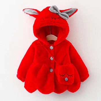 Cute Rabbit Ears Baby Jacket - Warm Hooded Outerwear