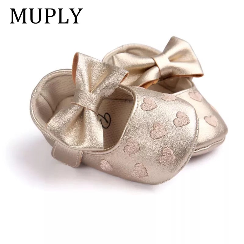 PU Leather Baby Moccasins - Bow Fringe Crib Shoes