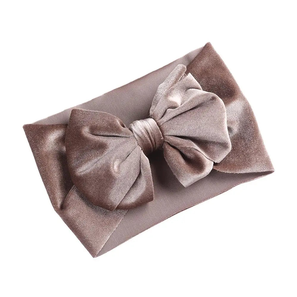 Solid Velvet Baby Bow Headband - Winter Hair Accessory
