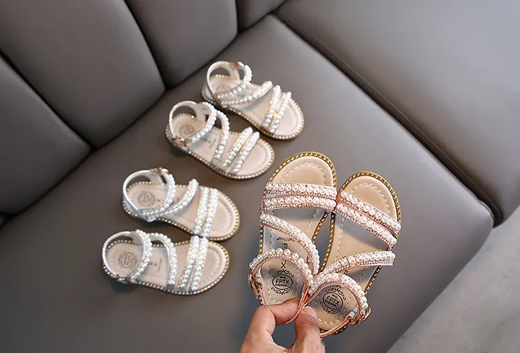 Bling Rhinestone Princess Sandals: Fashionable Summer Shoes for Little