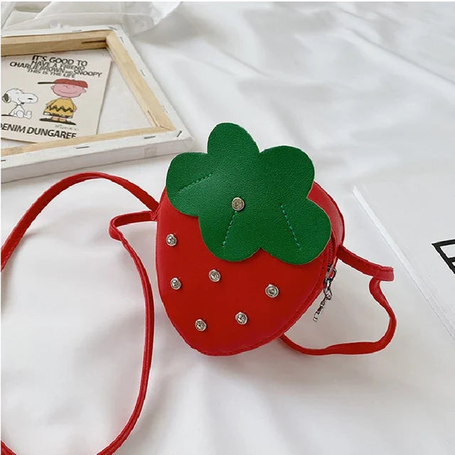 Cute Strawberry Rivet Kids Messenger Bag