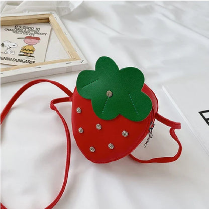 Cute Strawberry Rivet Kids Messenger Bag