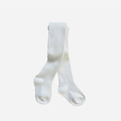 Solid Cotton Knitted Girls' Tights - Cozy Leggings for Kids