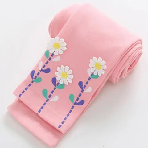 Girls' Spring Leggings - Cartoon Print Skinny Pants