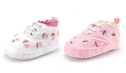 Floral Embroidered Baby Girl Soft Shoes