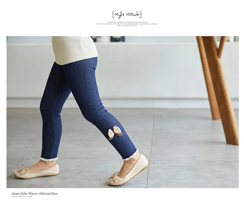 Bow Bottom Leggings - Cozy Pants for Girls (Winter/Spring)