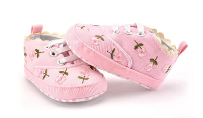 Floral Embroidered Baby Girl Soft Shoes