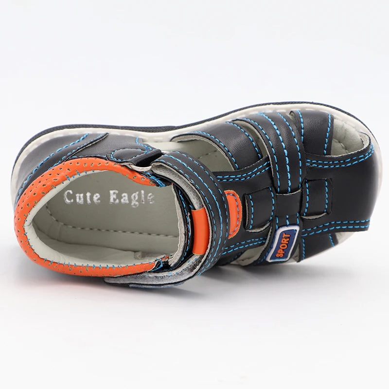 Boys' Eagle Orthopedic Sandals: PU Leather, Closed Toe