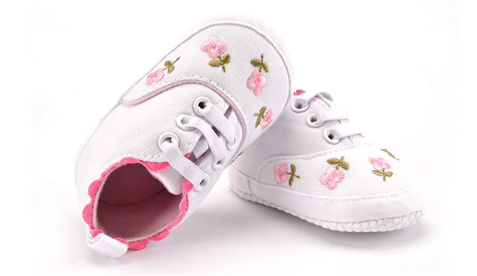 White Lace Floral Baby Girl Shoes