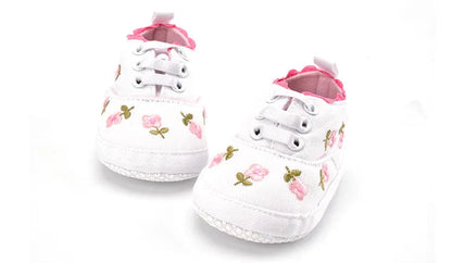 Floral Embroidered Baby Girl Soft Shoes
