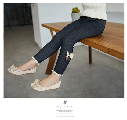 Bow Bottom Leggings - Cozy Pants for Girls (Winter/Spring)