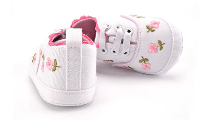 Floral Embroidered Baby Girl Soft Shoes