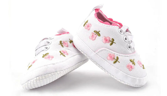 White Lace Floral Baby Girl Shoes