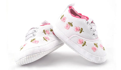 Floral Embroidered Baby Girl Soft Shoes