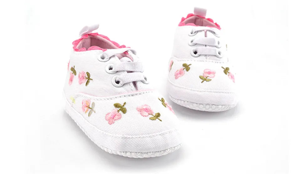 White Lace Floral Baby Girl Shoes